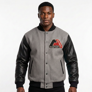 Chaqueta Varsity Roja Personalizada con Bordado para Hombre, Mangas de Cuero, Diseño con Parches Frontales, Ropa Casual de Invierno, Estilo Letterman - Product Image 3