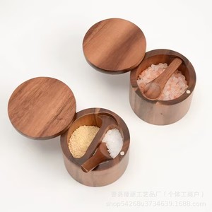 Acacia Wood Spice <b>Jar</b> With Lid Solid Seasoning Container <b>Kitchen</b> <b>Storage</b> <b>Jar</b> - Product Image 5