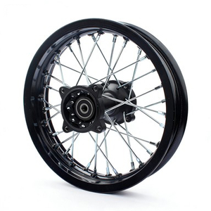 Ensemble de roues et jantes de moto tout-terrain 12/14/17 pouces, avant et arrière, moyeu de roue à rayons en aluminium noir pour moto tout-terrain 50-160CC CRF BBR XR - Product Image 2