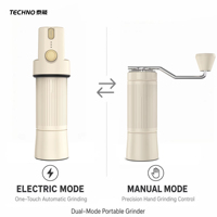Moulin à café de poche en gros, portable, manuel et électrique, en acier inoxydable, à meules coniques, rechargeable Type-C pour la maison, l'extérieur et l'hôtel