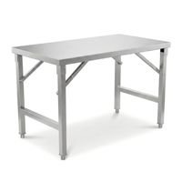 Table de travail pliable en acier inoxydable de qualité durable, 201, 1 niveau, pieds ronds, pour la restauration et la cuisine