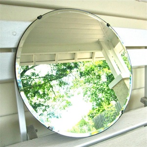 Grand miroir mural rond simple de 1 pouce avec bord biseauté - Product Image 4