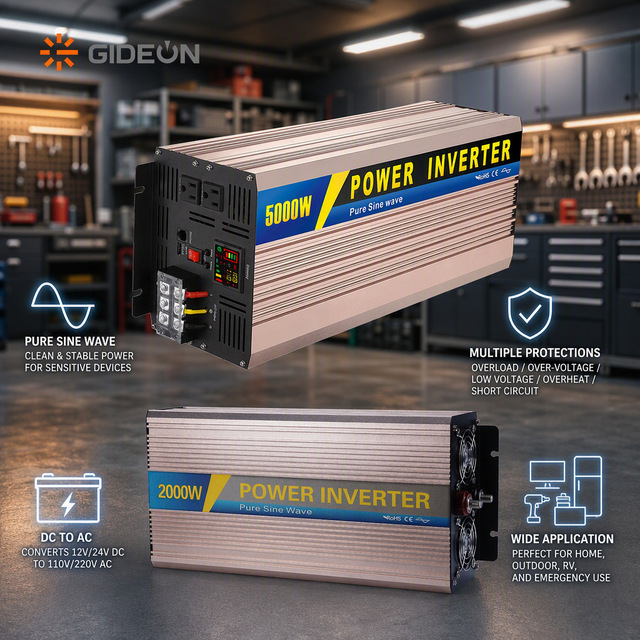 OEM/ODM Supported 2000W 5000W Pure Sine Wave Inverter 12V 24V 48V DC to 110V 220V AC Power Inverter for Home Camping RV