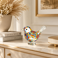 Figurine d'oiseau en verre artistique écologique colorée, sculpture en verre soufflé à la main pour étagère, fenêtre et décoration intérieure