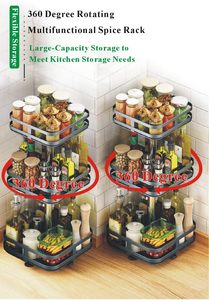 ขายร้อน <span class=keywords><strong>3</strong></span> ชั้นหมุนเครื่องเทศความสูงปรับเครื่องเทศชั้นวาง 360 องศารอบหมุนเครื่องปรุงรสห้องครัว - Product Image 5