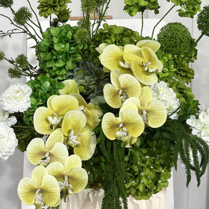 Hortensias Verde Lima y Orquídeas Amarillas, Flores Artificiales Hechas a Mano de Seda para Letreros de Bienvenida de Boda y Decoraciones de Ceremonia - Product Image 4