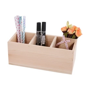 Custom Office Desk <strong>Storage</strong> Organizer Pen Holder <strong>Storage</strong> Stand Organizer <strong>Box</strong> Custom Size 3 Grid Solid <strong>Wood</strong> <strong>Box</strong> with Dividers - Product Image 3