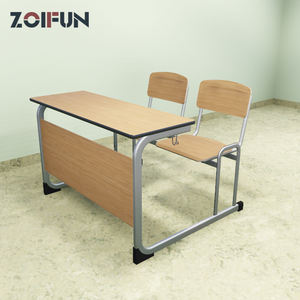Escritorio Escolar Doble Desmontable de Madera Comercial con Silla y Mesa de Acero para Dos Estudiantes, Precio al por Mayor - Product Image 3