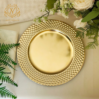Assiette de présentation décorative dorée électroplaquée de 13 pouces, style occidental, pour mariages, banquets et hôtels, personnalisation du logo disponible
