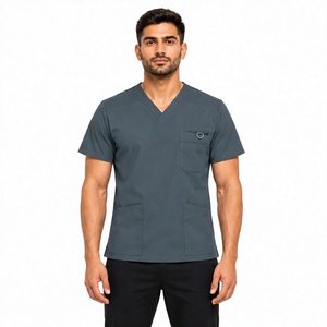 Haut de blouse médicale léger pour hommes, uniforme médical à manches courtes, tenue professionnelle pour clinique, fournisseur OEM sous marque privée - Product Image 1