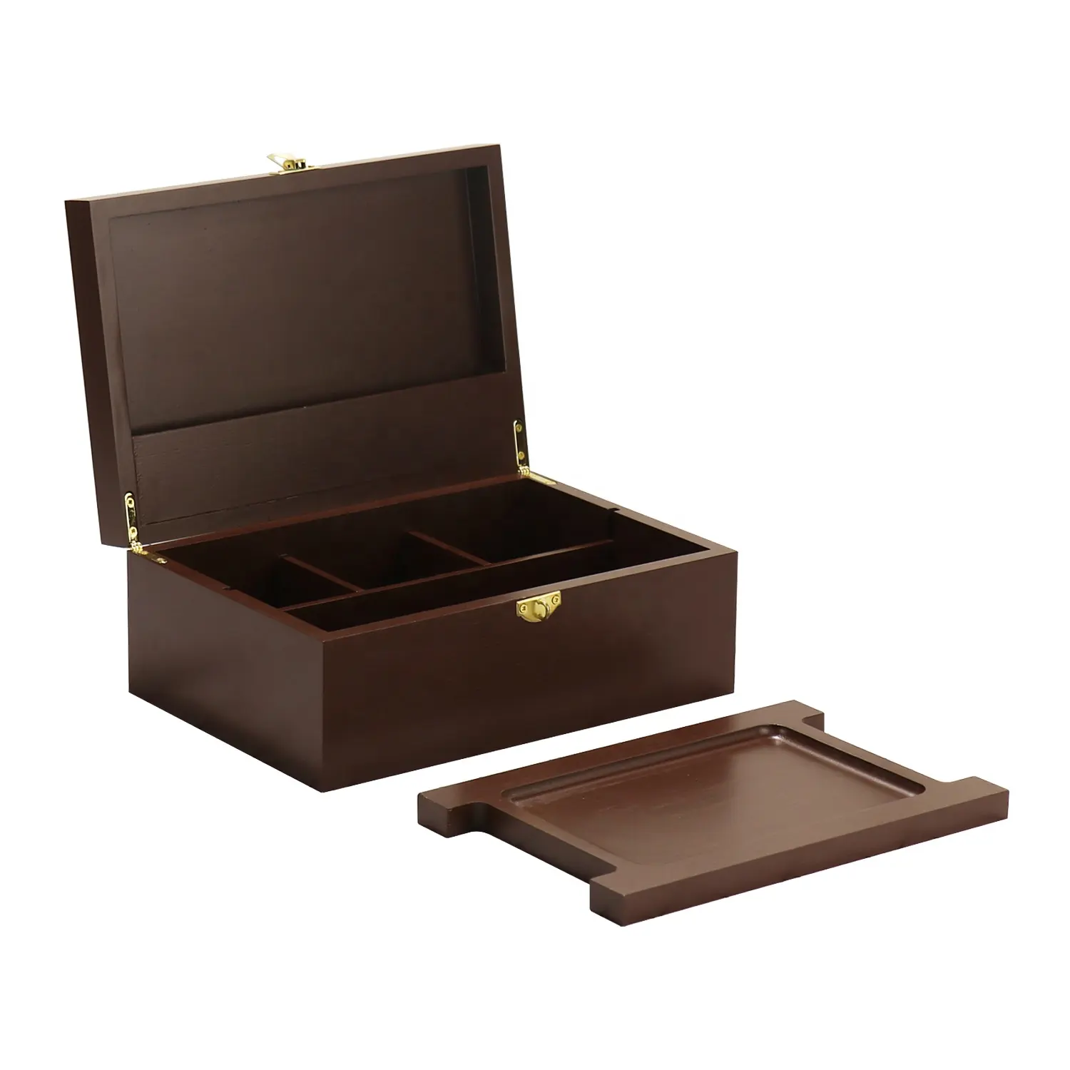 FSC&BSCI Bamboo Wooden Stash Box with Lock, Wooden Storage and Rolling Box with Lock and Rolling Tray Kit