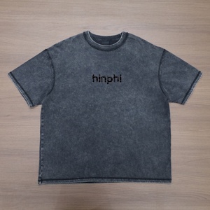 Camiseta de Manga Corta para Hombre, de Alta Calidad, Hombros Caídos, 100% Algodón, Estampada, Lavada con Ácido - Product Image 3