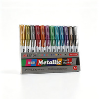 Marqueurs de peinture métalliques en gros, 12 couleurs, 2-3 mm, à base d'eau, acryliques, pour verre, bois, pierre, céramique, artisanat DIY