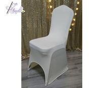 Housse de siège de banquet en nylon extensible teint en blanc neige pour chaises avec ceintures en organza