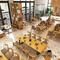Ensemble de tables et chaises de café tendance - Chaises de restaurant - Métal - Restaurant commercial - Bois - Ensemble de table et chaises en bois massif moderne