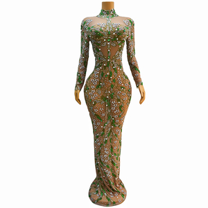 Abito da Sera Chic con Diamanti, Vestito Lungo Sexy alla Moda con Diamanti, Abiti di Lusso <span class=keywords><strong>Eleganti</strong></span> per Compleanno e Celebrità per Donne - Product Image 1