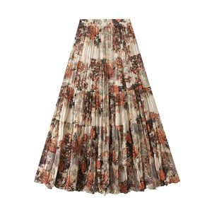 Custom Floral Print pleated <b>skirt</b> High Waist Loose Fit Retro Vacation Beach <b>skirt</b> for women long Classic Elegant ruffle <b>skirt</b> - Product Image 1