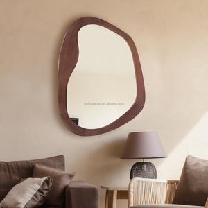 Mới lãng mạn phòng ngủ tường trang trí khung gỗ lượn sóng không thường xuyên nghệ thuật Gương trang trí nội thất nhà gương - Product Image 1