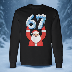 T-shirt à manches longues avec motif Père Noël, design neige et glace, hiver, 67 Meme - Product Image 3