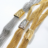Cadena de suéter de lujo para mujer, moderna, de múltiples hilos, con borlas, chapada en oro, de aleación, en dos tonos oro y plata, joyería llamativa al por mayor.