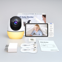 Babyphone sans fil avec vision nocturne, caméra 1080p, écran 5 pouces, Wi-Fi, étanche IP65, ABS et plastique, batterie rechargeable