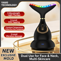 Appareil de lifting du visage et du cou à LED Photon, thérapie par lumière 7 couleurs, masseur de beauté, chaleur, vibration, rechargeable, pour raffermir la peau