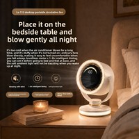 Ventilateur oscillant automatique à 6 vitesses avec écran numérique, batterie au lithium, moteur sans balais, faible bruit (36-45 dB) et lumière ambiante