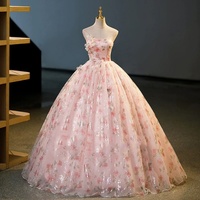 Nouvelle Robe de Scène Rose Atmosphérique Française pour Performance, Costume de Princesse à Voile Flottant pour Chant Solo Magnifique