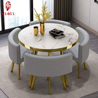 Table à manger ronde moderne pratique de couleur personnalisée et 4 chaises avec une capacité de 4 places, design compact pour le mobilier de maison