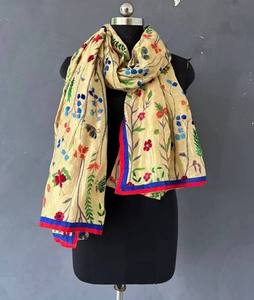 Dupatta de Algodón Phulkari Hecha a Mano, Casual, de Verano, Larga, para Mujer, con Bordado Floral, de Secado Rápido y Transpirable - Product Image 6