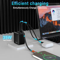 Chargeur Usb rétractable Schitec certifié CE 2 en 1 EU 35W avec câble de type c intégré chargeur de charge rapide pour tapis de téléphone portable