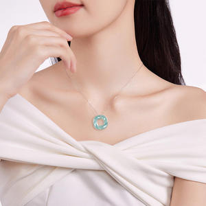 หยกธรรมชาติ โมเบียส สตริป บลู วอเตอร์ เจด จี้เงินแท้ S925 เครื่องประดับแฟชั่นสำหรับผู้หญิง พร้อมใบรับรอง D1030 - Product Image 4