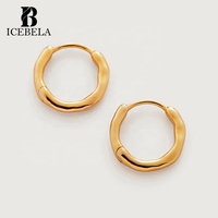 Boucles d'oreilles créoles minimalistes Siren Muse en argent sterling 925 plaqué or 18 carats pour filles, bijoux fins, vente en gros