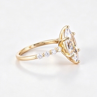 Bague de fiançailles en moissanite marquise certifiée GRA, plaquée or 18 carats, argent sterling 925, pour femme