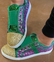 Nouvelle Orléans Mardi Gras Chaussures violet vert et doré Mardi Gras Glitter Slip On Sneaker