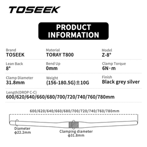 高品质碳纤维山地自行车车把 黑色哑光 31.8mm 车把宽度 600/780mm 自行车山地车碳纤维 BMX 车把把立 - Product Image 2