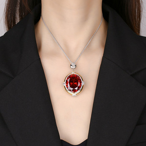2026 new Hot Sale jewelry simulation color treasure large <b>egg</b>-shaped retro brushed craft pendant necklace stone 25*30 - Product Image 4