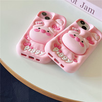Coque antichoc en silicone Sumorn nouveau design avec support cochon mignon pour téléphones mobiles des séries 16-11