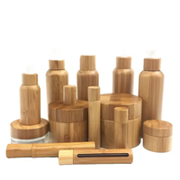 Botol Kosmetik Plastik Bambu dengan Tutup Bambu Grosir, Botol Kaca Bambu dengan Pompa Semprot