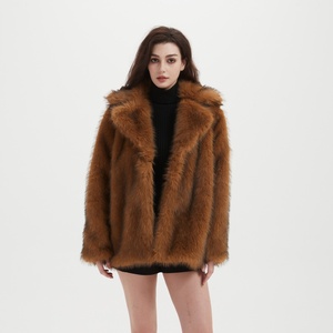 Manteau mi-long en fausse fourrure pour femme, veste chaude d'hiver en fourrure artificielle, manteau élégant à col en fourrure de renard pour la vente en gros - Product Image 5