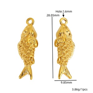 Pendentif en acier inoxydable plaqué or 18 carats en forme de vélo, poisson, crabe pour la fabrication de colliers, apprêts de bijoux, formes variées - Product Image 2