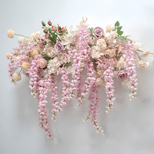 Décor floral suspendu pour mariage : rangée de roses, glycines et chrysanthèmes – Arrangement floral pour hôtel, maison et événements festifs - Product Image 2