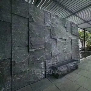 QUYANG-paneles de pared de granito Natural gris para exteriores, placas de piedra de cultivo de Lava grandes para casa, revestimiento, venta al por mayor