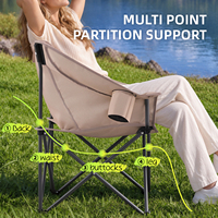 Chaise de jardin pliante robuste en acier surdimensionnée moderne, capacité 350 lb, pour pique-nique, randonnée, camping, avec porte-gobelet latéral