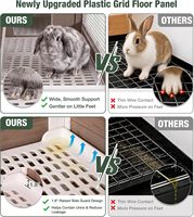 Cage en bois pour animaux de compagnie, cage pour cochon d'Inde en aluminium et sapin, intérieur/extérieur, avec bords anti-mastication, design ventilé, plateau profond et facile à nettoyer