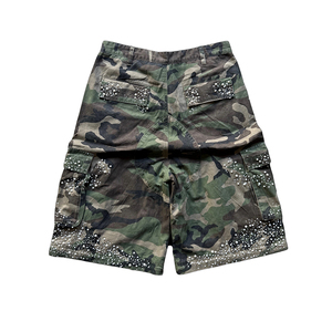 <span class=keywords><strong>Pantalones</strong></span> <span class=keywords><strong>Cortos</strong></span> Cargo de Camuflaje de Pierna Ancha Personalizados para <span class=keywords><strong>Hombre</strong></span>, Estilo Urbano, con Cierre de Cremallera y Pedrería, Casuales - Product Image 1