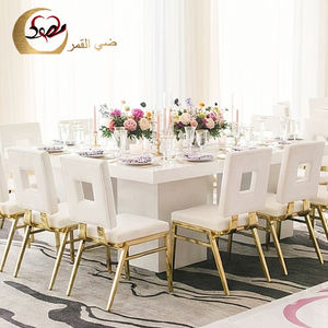 Chaise de salle à manger de luxe pour banquet de mariage, pieds en acier inoxydable doré, siège en velours, design moderne, pour la vente en gros - Product Image 5