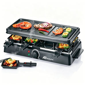 Anbolife Gril <span class=keywords><strong>Raclette</strong></span> Électrique 8 Personnes, Table <span class=keywords><strong>de</strong></span> Cuisson Antiadhésive, Fonction Fondoir à Fromage, 1300W, Température Réglable - Product Image 1