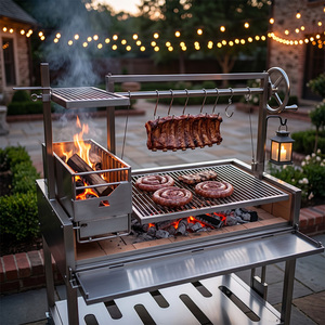 Parrilla de Carbón Giratoria Automática de Acero Inoxidable 304, Tipo Abatible Desmontable, Barbacoa para Exteriores y Hogar con Brochetas - Product Image 3