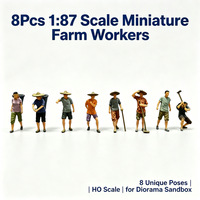 Figurines humanoïdes à l'échelle 1:87, modèles miniatures de fermiers et ouvriers, 8 styles avec chapeaux de paille, figurines miniatures pour paysage de bac à sable